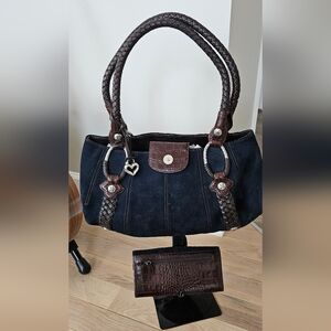 Brighton Serene Bag And Wallet Navy And Dark Brown